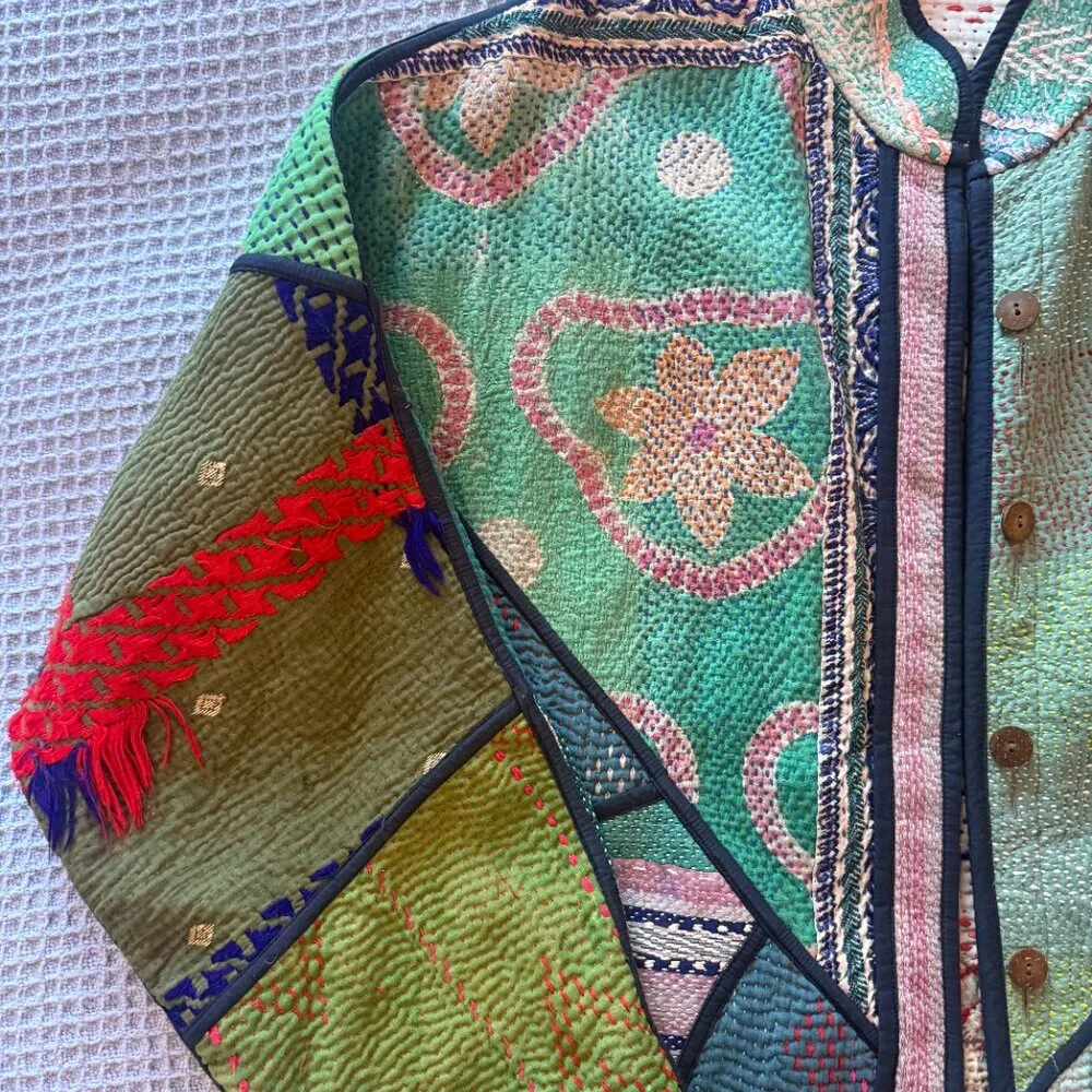Namai Ladhiya Quilted Patchwork Kantha Jacket - Picture 4 of 10